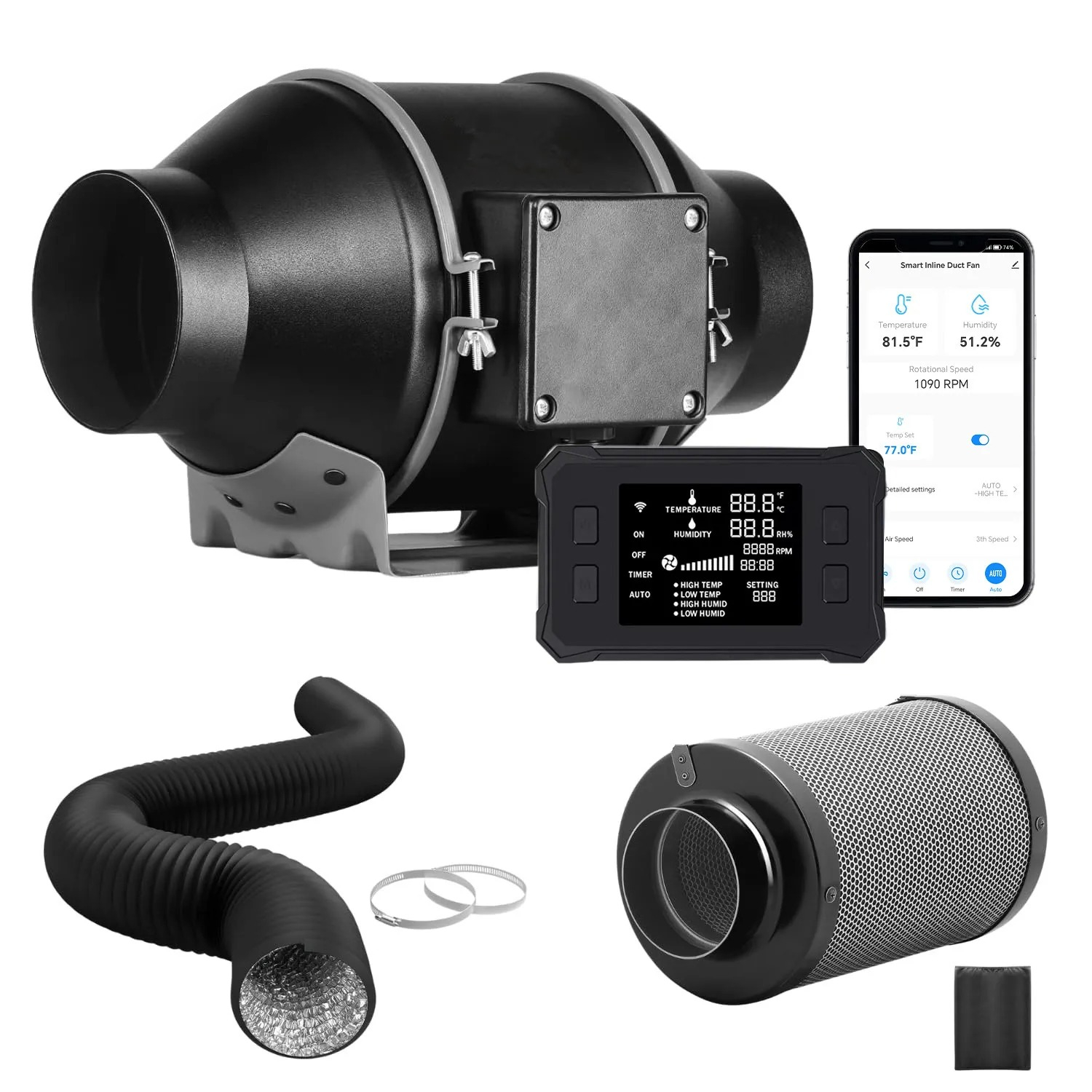 Carbon Filter Inline - Ventilador de Conducto en Línea con